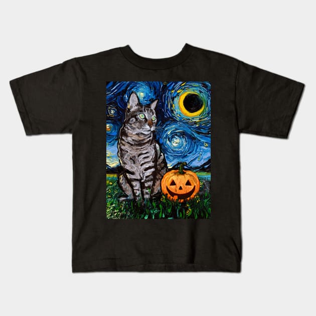 Tabby Halloween Cats Kids T-Shirt by sagittariusgallery